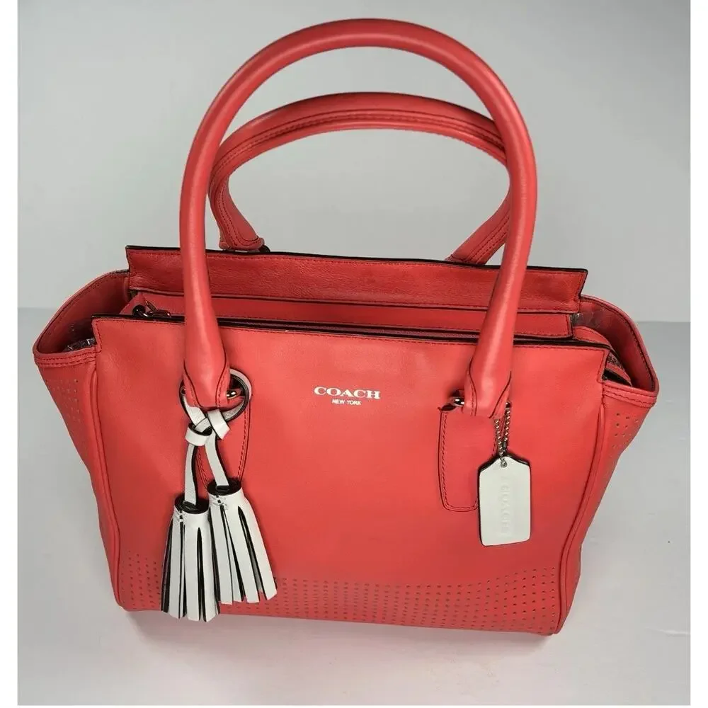 Coach Legacy Perforated Leather Candace Carryall Satchel Tassels Quiet Luxury